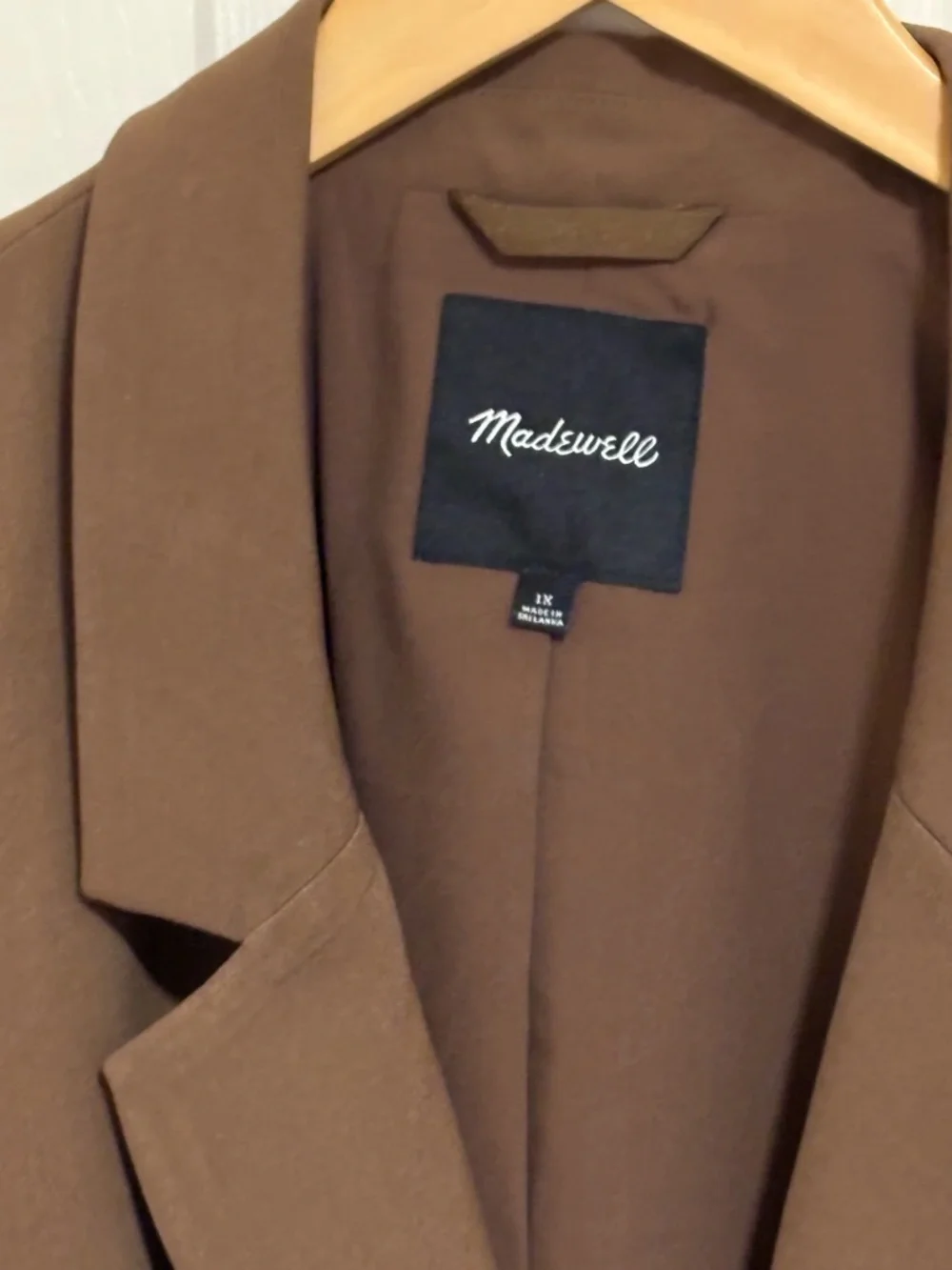 Madewell Brown Single‑Button Blazer – Spring Neutral, Size 1X - Picture 3 of 6